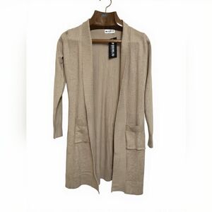 Doublju Women's Beige Open Front Cardigan